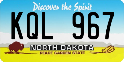 ND license plate KQL967