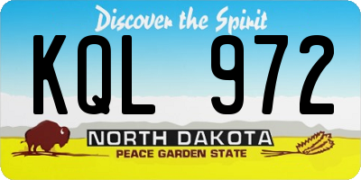 ND license plate KQL972