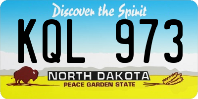 ND license plate KQL973