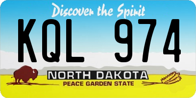 ND license plate KQL974