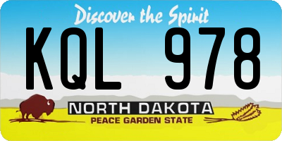 ND license plate KQL978