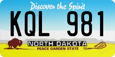 ND license plate KQL981