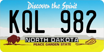 ND license plate KQL982