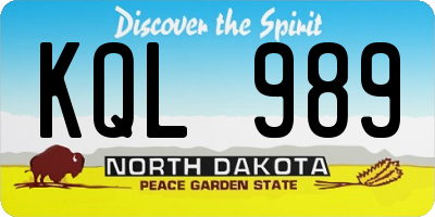ND license plate KQL989