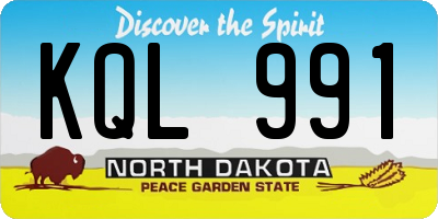 ND license plate KQL991