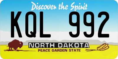 ND license plate KQL992