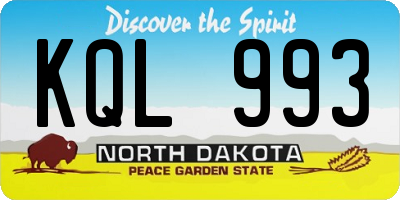 ND license plate KQL993