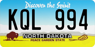 ND license plate KQL994