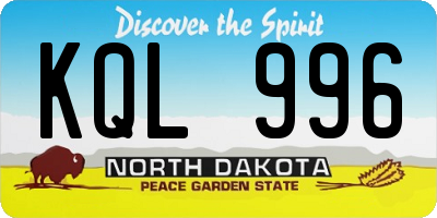 ND license plate KQL996