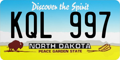 ND license plate KQL997