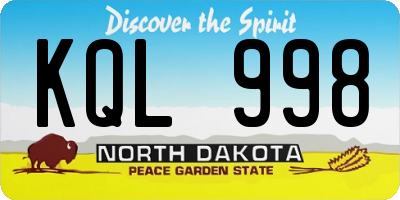 ND license plate KQL998