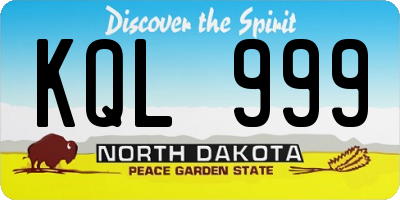 ND license plate KQL999