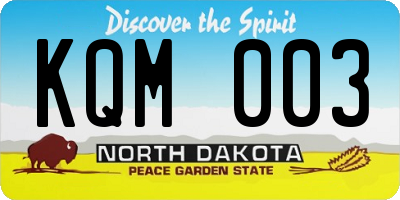 ND license plate KQM003
