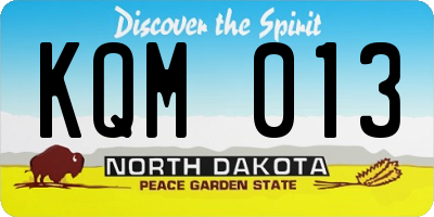ND license plate KQM013