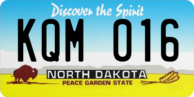 ND license plate KQM016