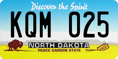 ND license plate KQM025