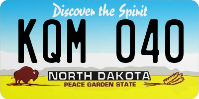 ND license plate KQM040