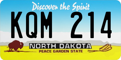 ND license plate KQM214