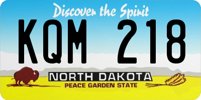 ND license plate KQM218