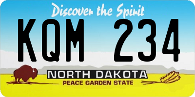 ND license plate KQM234