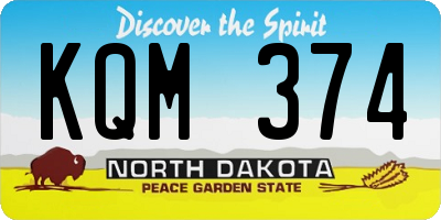 ND license plate KQM374