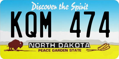 ND license plate KQM474