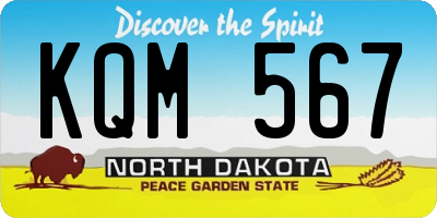 ND license plate KQM567