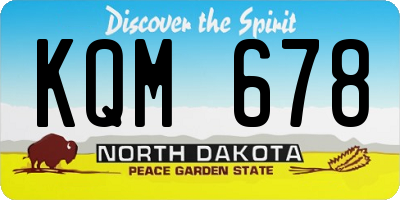ND license plate KQM678