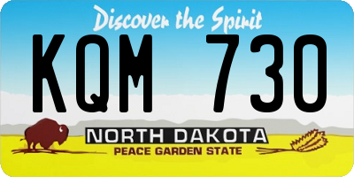 ND license plate KQM730