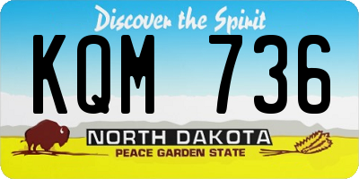 ND license plate KQM736