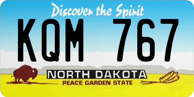 ND license plate KQM767