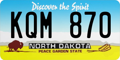 ND license plate KQM870