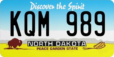 ND license plate KQM989