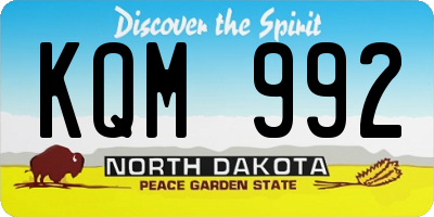ND license plate KQM992