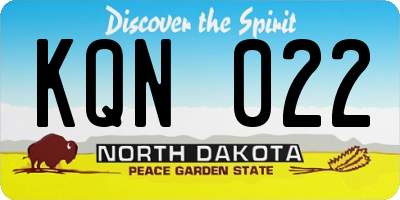 ND license plate KQN022