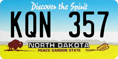 ND license plate KQN357
