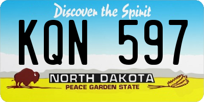 ND license plate KQN597