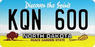 ND license plate KQN600
