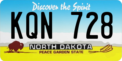 ND license plate KQN728