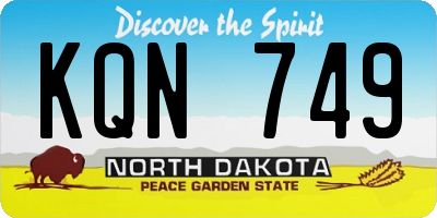 ND license plate KQN749