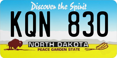 ND license plate KQN830