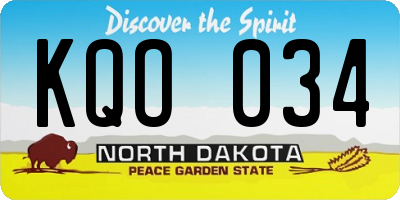 ND license plate KQO034