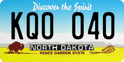 ND license plate KQO040