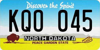 ND license plate KQO045