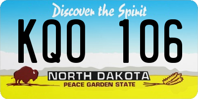 ND license plate KQO106