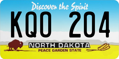 ND license plate KQO204