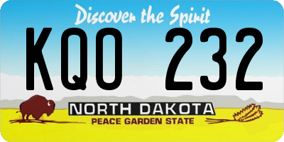 ND license plate KQO232