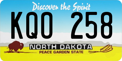 ND license plate KQO258