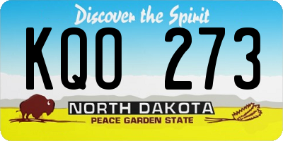 ND license plate KQO273