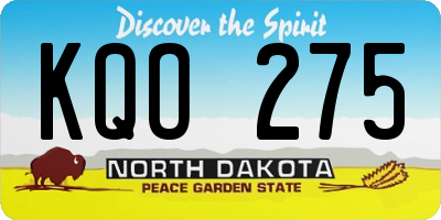 ND license plate KQO275